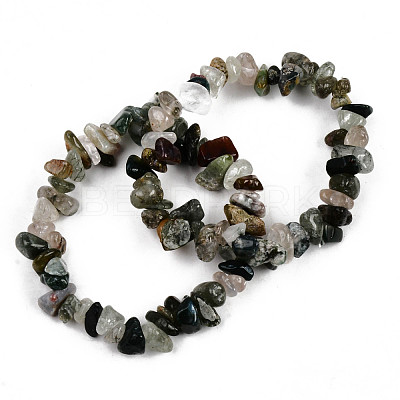 Unisex Chip Natural Indian Agate Beaded Stretch Bracelets BJEW-S143-38-1