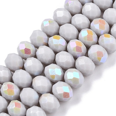 Electroplate Opaque Solid Color Glass Beads Strands EGLA-A044-P8mm-L19-1