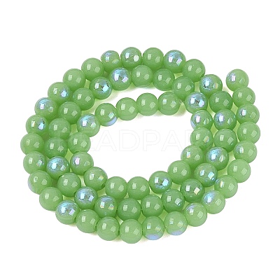 Electroplate Imitation Jade Glass Beads Strands LS-EGLA-Q132-6MM-01B-08-1