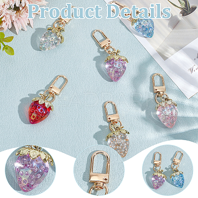 6Pcs 6 Colors Strawberry Acrylic Pendant Decoration HJEW-ME00007-1