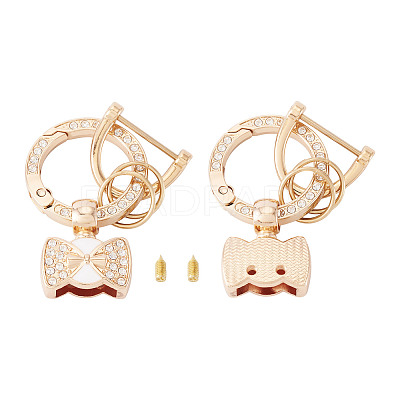 1Pc DIY Alloy Rhinestone Spring Gate Rings Keychains FIND-TA0008-54B-G-1