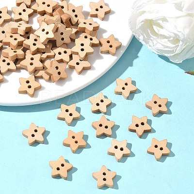 Natural 2-hole Basic Sewing Button in Star Shape NNA0Z7T-1