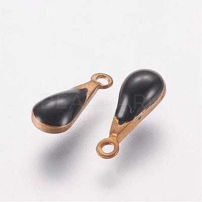 Antique Golden Plated Brass Enamel Teardrop Charms KK-Q571-01H-1