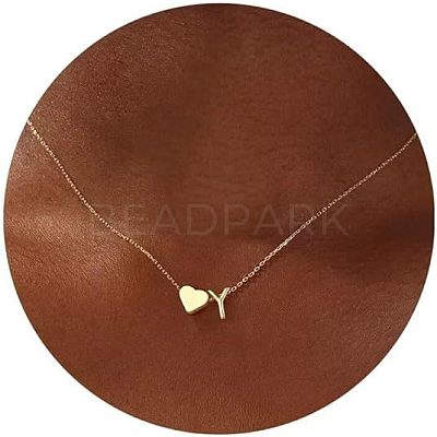 Simple Style Adjustable 316L Surgical Stainless Steel Heart and Initial Pendant Necklaces for Women WG95AEF-25-1