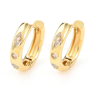 Brass Clear Cubic Zirconia Hoop Earrings EJEW-L277-02G-1