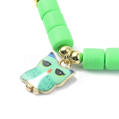Polymer Clay Column Beaded Stretch Bracelets BJEW-JB09782-01-1