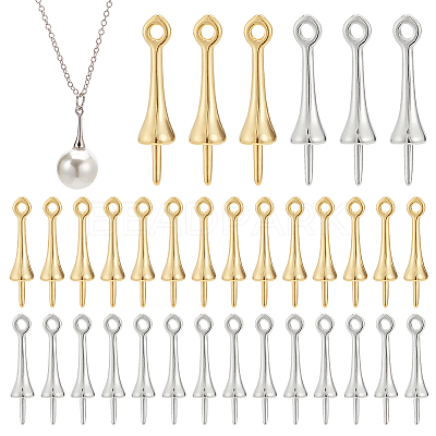 60Pcs 2 Colors Brass Peg Bails KK-PH0006-06-1