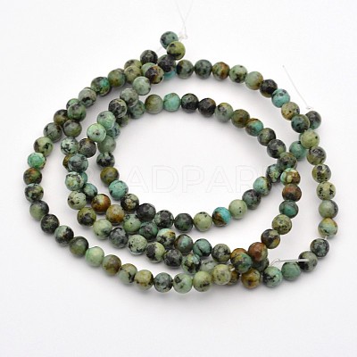 Natural African Turquoise(Jasper) Round Beads Strands G-D665-8mm-1