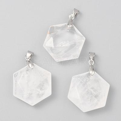 Faceted Natural Quartz Crystal Pendants G-F340-03D-1