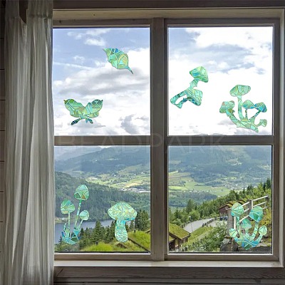 4PCS 2 Styles PVC Stickers Dazzling Color Window Stickers 3D Laser Mushroom Electrostatic Glass Window Stickers JX827A-1
