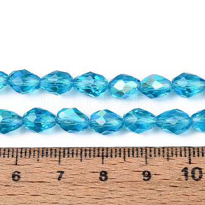 Transparent Electroplate Glass Beads Strands EGLA-N023-6x8mm-A07-1