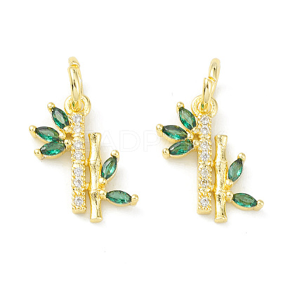 Rack Plating Brass Pave Cubic Zirconia Charms KK-G464-08G-1