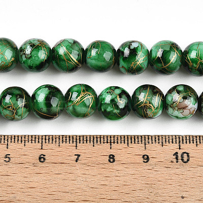 Baking Paint Glass Beads Strands DGLA-N003-10mm-B09-1