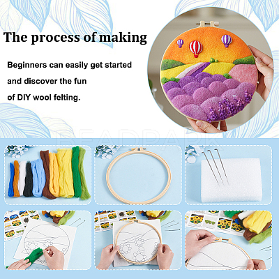 Flower Hanging Painting Needle Felting Kit for Beginners DIY-WH0304-983-1