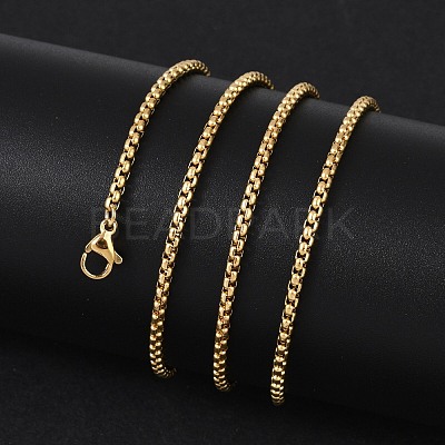 PVD Vacuum Plating 304 Stainless Steel Box Chain Necklaces NJEW-P244-01G-1