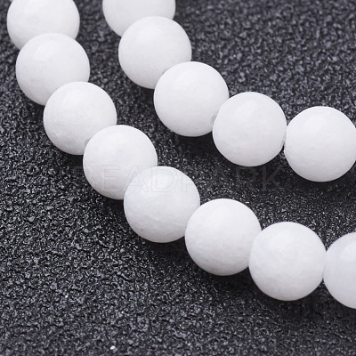 Natural White Jade Beads Strands X-GSR10mmC067-1