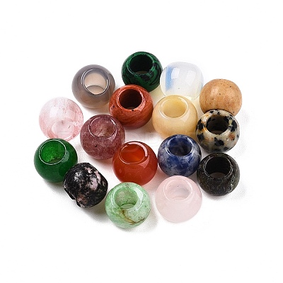 Natural & Synthetic Mixed Gemstone European Beads G-T092-10mm-23-1