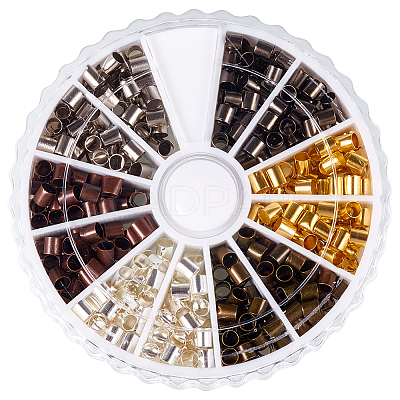 Column Brass Tube Crimp Beads 6 Colors in 1 Box for Jewelry Making KK-PH0007-02-NR-1