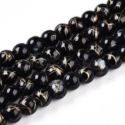 Baking Paint Glass Beads Strands DGLA-N003-6mm-B10-1