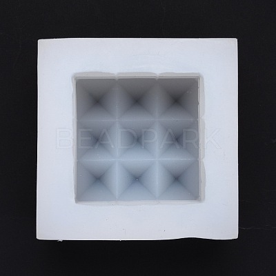 Cuboid DIY Candle Food Grade Silicone Molds with Diamond Shape Ball DIY-B034-12-1