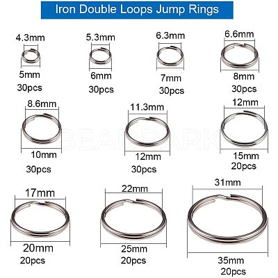 Iron Double Loops Jump Rings Split Rings and Iron Split Key Rings PH-IFIN-G079-05P-1