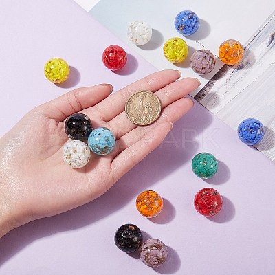 18Pcs 9 Colors Handmade Gold Sand Lampwork Beads LAMP-SZ0001-05-1