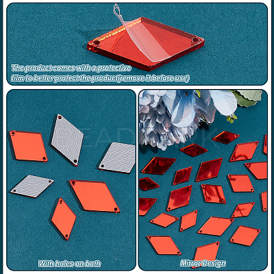 300Pcs 3 Styles Rhombus Acrylic Mirror Sew on Rhinestone FIND-PH0020-08B-1