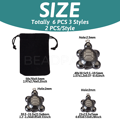 6Pcs 3 Styles Non-magnetic Hematite Pendants G-TA0001-43-1