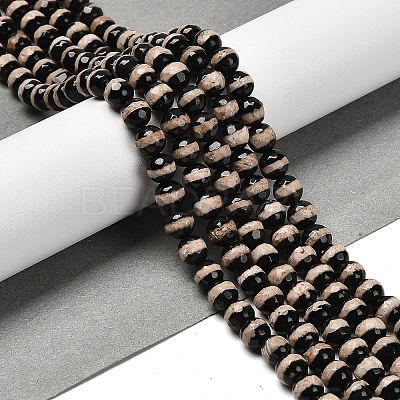 Natural Tibetan Striped Pattern dZi Agate Beads Strands G-B079-B01-01-1