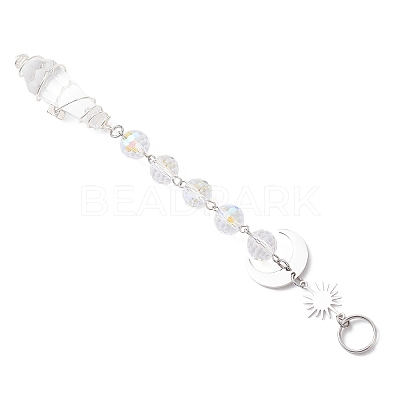 Glass Cone Round Hanging Suncatchers HJEW-JM04604-02-1