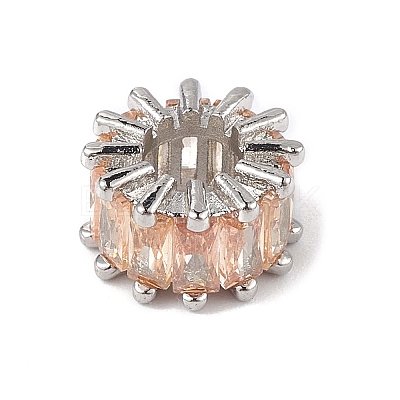 Rack Plating Brass Micro Pave Cubic Zirconia Beads KK-C019-01P-1