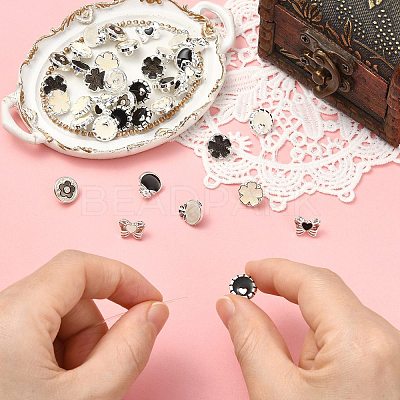 40Pcs 10 Styles 1-Hole Alloy Shank Buttons BUTT-CJ0001-07-1