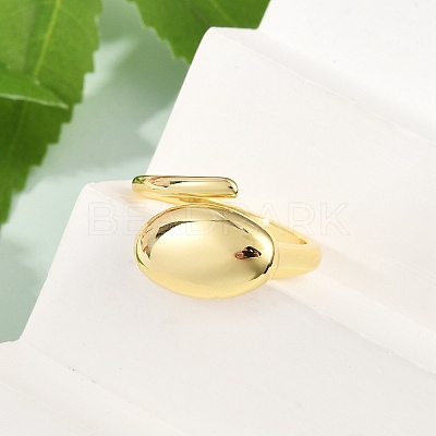 Oval Brass Open Cuff Rings for Women RJEW-G343-17G-1