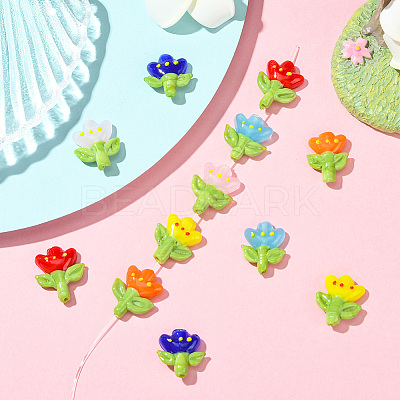 12Pcs 6 Colors Handmade Lampwork Beads LAMP-PA0001-04-1