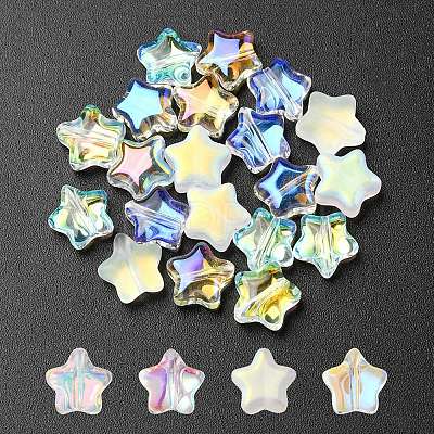 20Pcs 4 Colors Transparent Spray Painted & Frosted Glass Beads GLAA-YW0001-88-1