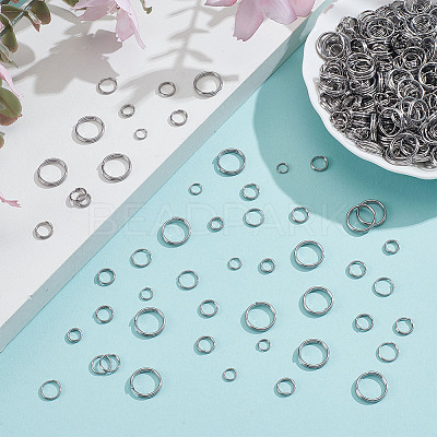 1000Pcs 5 Style 304 Stainless Steel Split Rings STAS-ME0002-63-1