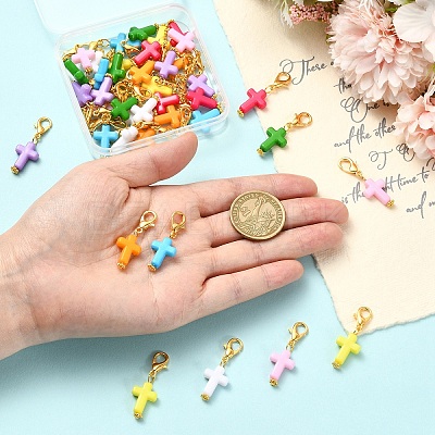 40Pcs 8 Colors Acrylic Pendant Decorations HJEW-YW00529-1