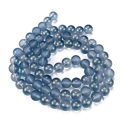 Frosted Transparent Glass Bead Strands GLAA-P065-10mm-10-1