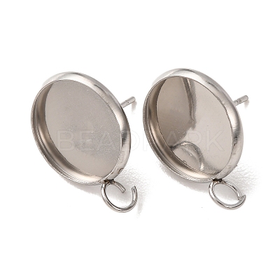 201 Stainless Steel Stud Earring Settings SA-CBAB174-01P-B-1