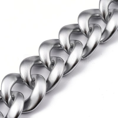 Handmade Spray Painted CCB Plastic Curb Chains AJEW-JB00737-1