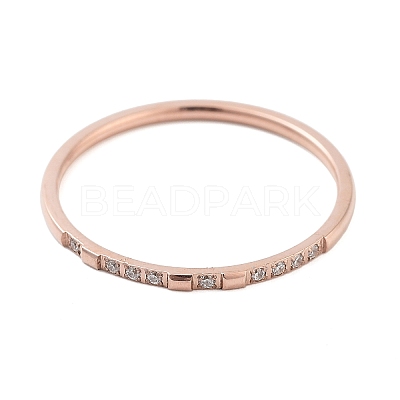 Ion Plating(IP) 304 Stainless Steel Micro Pave Clear Cubic Zirconia Finger Rings RJEW-B068-01C-RG-1