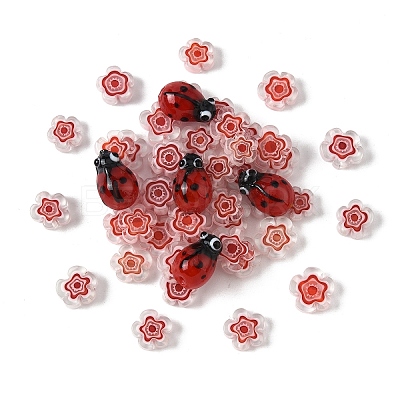 20Pcs Handmade Millefiori Glass Lampwork Flower Beads LAMP-YW0001-59-1
