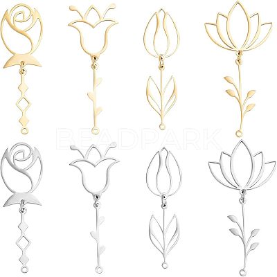 8Pcs 8 Style 201 Stainless Steel Pendants STAS-UN0033-37-1