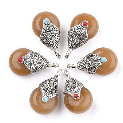 Tibetan Style Resin Pendants X-RESI-T022-16-1