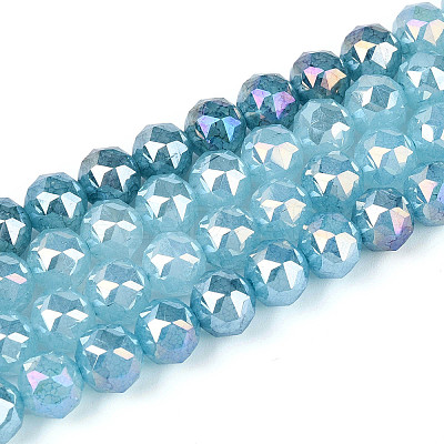 Anti-Tarnish Electroplate Glass Beads Strands LS-GLAA-N064-8mm-11-1