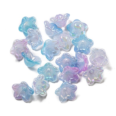 Iridescent Acrylic Bead Caps X-OACR-C021-08B-1