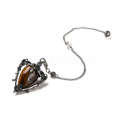 Natural Tiger Eye Triangle Dowsing Pendulum Pendants G-G022-01AS-04-1