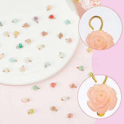 60Pcs Dyed Synthetic Coral Flower Charms PALLOY-BM00009-1