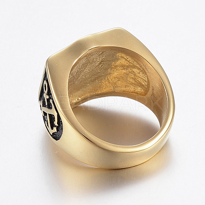 Ion Plating(IP) 304 Stainless Steel Signet Rings for Men RJEW-H125-39AG-23mm-1