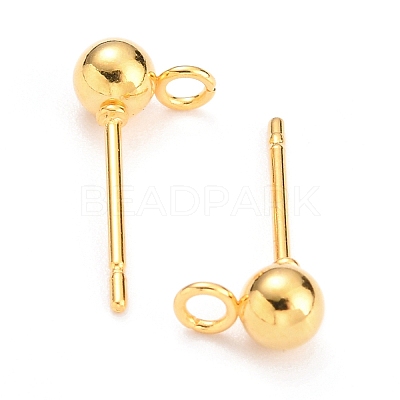 304 Stainless Steel Ball Stud Earring Findings LS-STAS-G099-09G-1